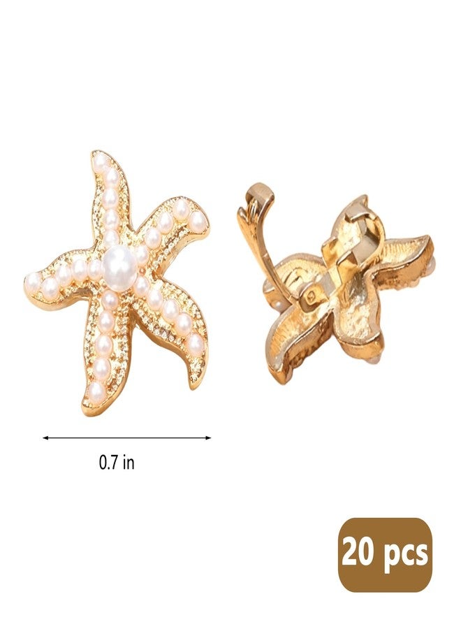 YAFIYGI 20Pcs Starfish Hair Clips Gold Cute Pearl Hair Pins and Small Hair Barrettes for Girls and Women Mini Sea Star Accessories Beach Party Hairclips Decorative Hair Clips for Summer Fun - Image 2